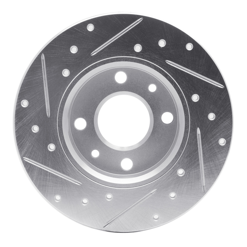 Fiat 500 Brake Rotor (1) - Rear Right - R1 Concepts - Drilled & Slotted - Silver - `09-`19